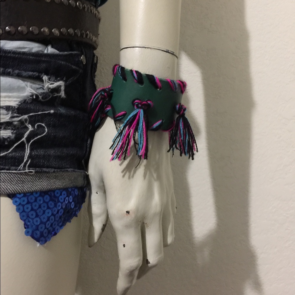 Hand made leather braided bracelet